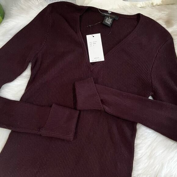 NEW BCBGMaxAzria Longline Ribbed Belted V Neck Fitted Layering Sweater S NWT - Picture 5 of 16